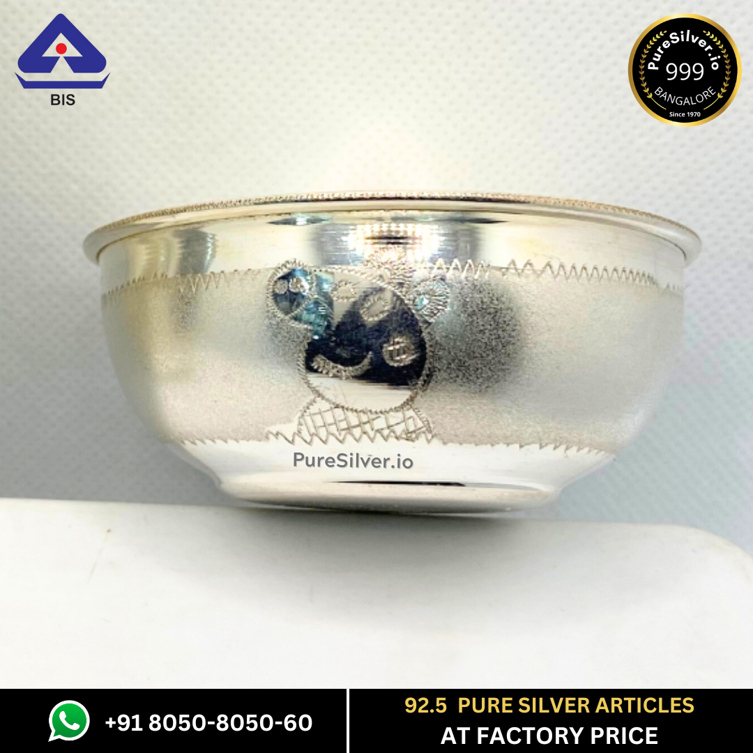 Pure Silver Bowl - Delhi Cartoon Silver Bowl With Weights (40 - 225 gms / 3" - 7") | Custom Orders & Bulk from Silver Factory