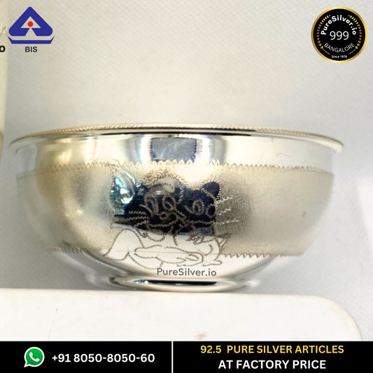 Resell: Pure Silver Bowl - Delhi Cartoon Silver Bowl With Weights (40 - 225 gms / 3" - 7")