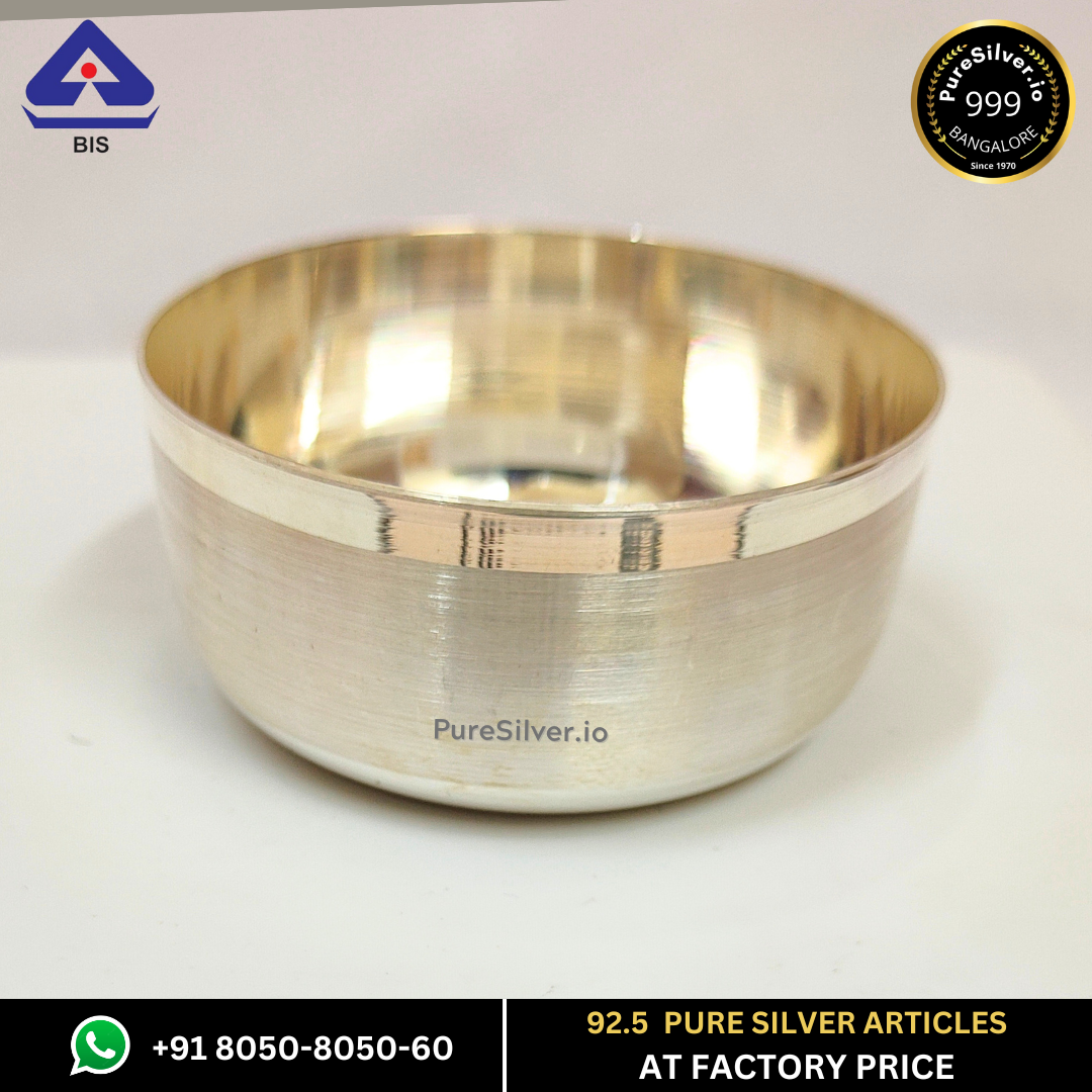 Silver Vati Set (Katori) Bowl for Baby Silver Katori Matt Finished, 50 grams, BIS Hallmarked