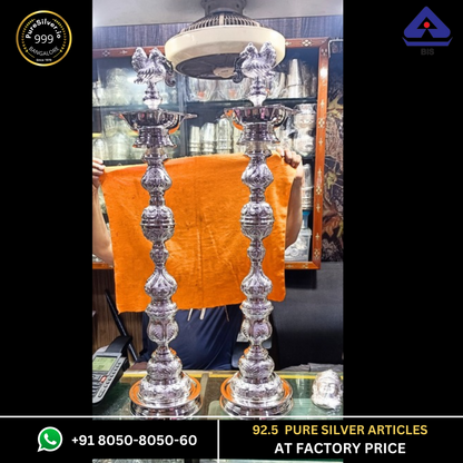 Long Silver Lamps for Pooja Models (10+ Designs)