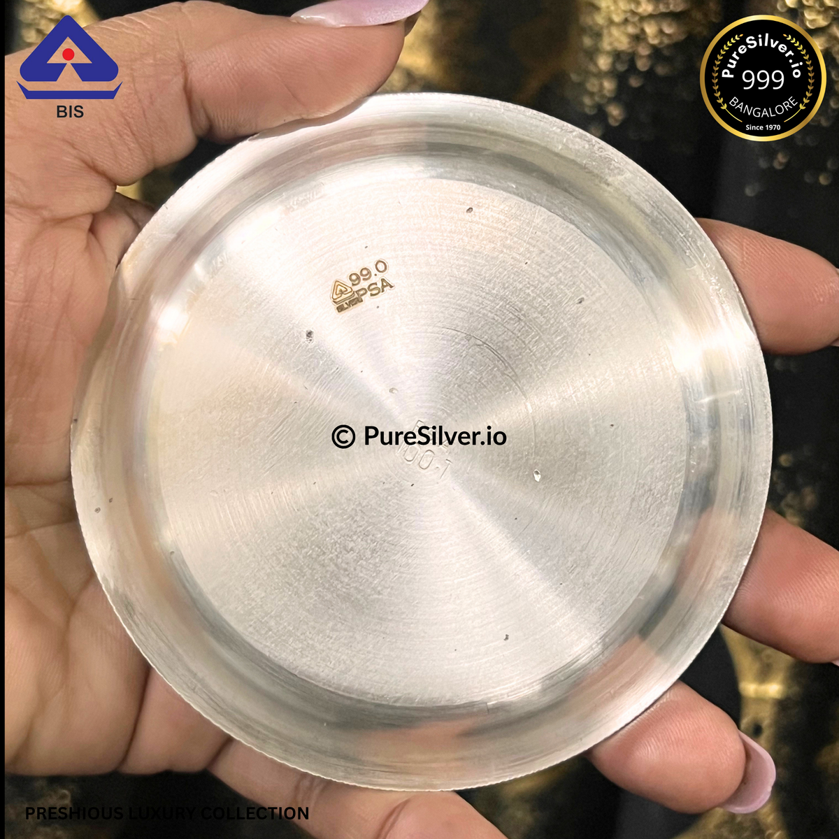 999 Fine Silver Tumbler with Lid for Drinking Water - 450 ml (~275 grams) | BIS Hallmarked, Satin Matt Finished, Marwadi Pattern