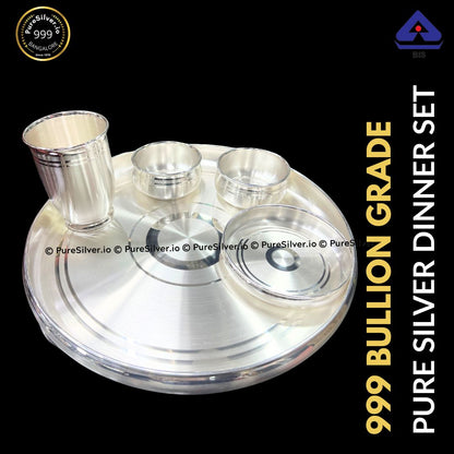 999 Purity Pure Silver Dinner Set, 5 Pcs, 990 BIS Hallmarked