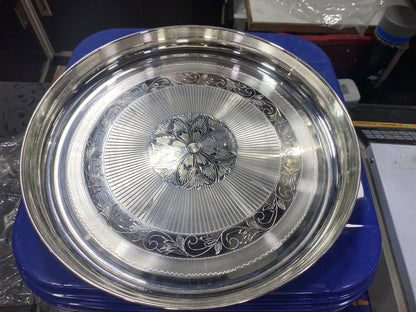 Resell: Pure Silver Plate - Bangalore Silver Thali (6 to 12 inches / 100 gms to 630 gms)