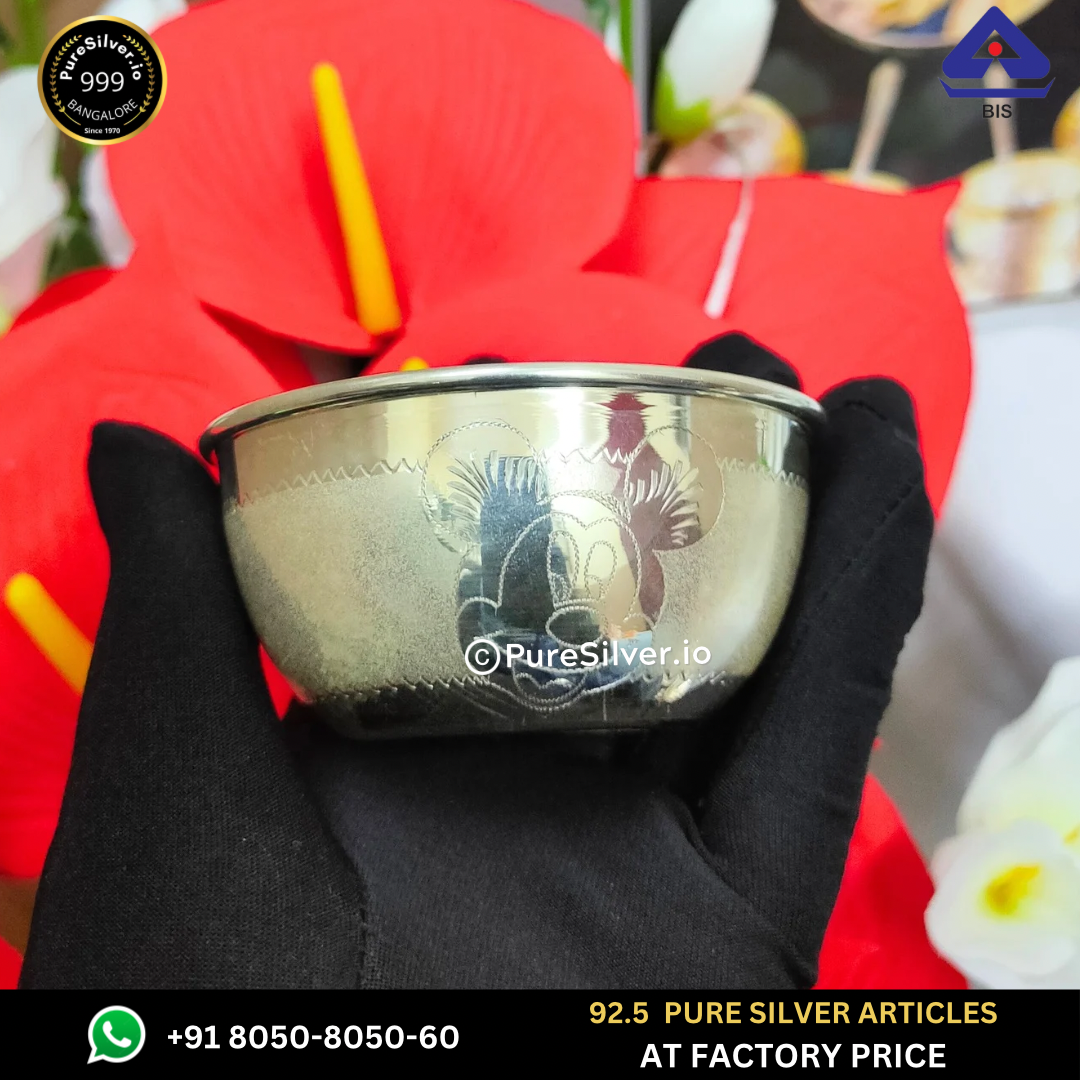 RESELL: Pure Silver Bowl - Delhi Cartoon Silver Bowl With Weights (40 - 225 gms / 3" - 7")