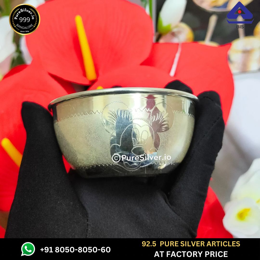Pure Silver Bowl - Delhi Cartoon Silver Bowl With Weights (40 - 225 gms / 3" - 7") | Custom Orders & Bulk from Silver Factory