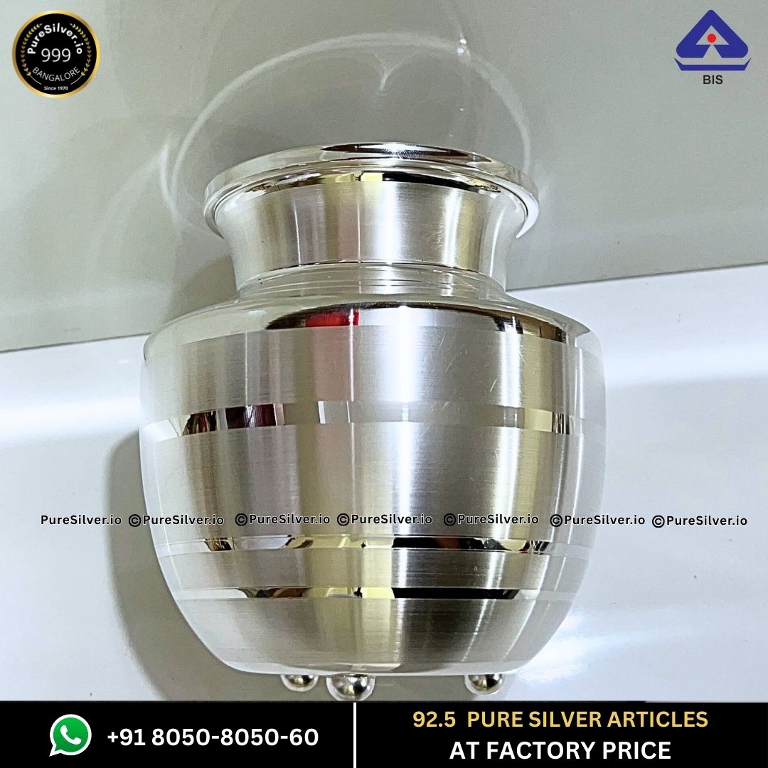 357 grams BIS Hallmarked Silver Kalash Chombu Lota - Navrang Classic Design -  | Custom Orders & Bulk from Silver Factory