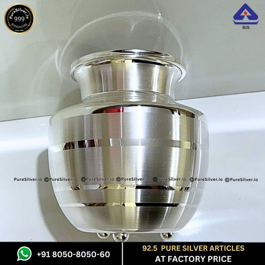 179 grams BIS Hallmarked Silver Kalash Chombu Lota - Designer Pattern - Navrang Classic Design -  | Custom Orders & Bulk from Silver Factory