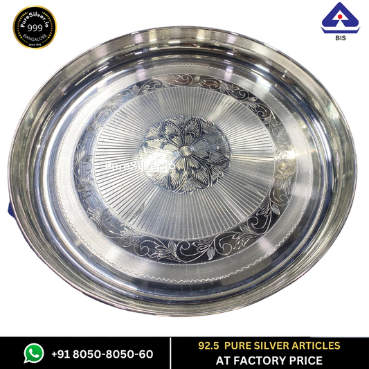 Resell: Pure Silver Plate - Bangalore Silver Thali (6 to 12 inches / 100 gms to 630 gms)