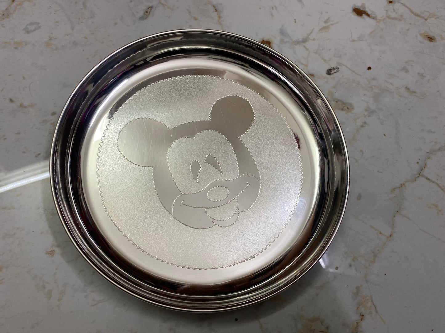 Resell: Pure Silver Plate for Baby and Kids - Cartoon Bangalore Silver Thali (6 to 9.75 inches / 100 gms to 350 gms)