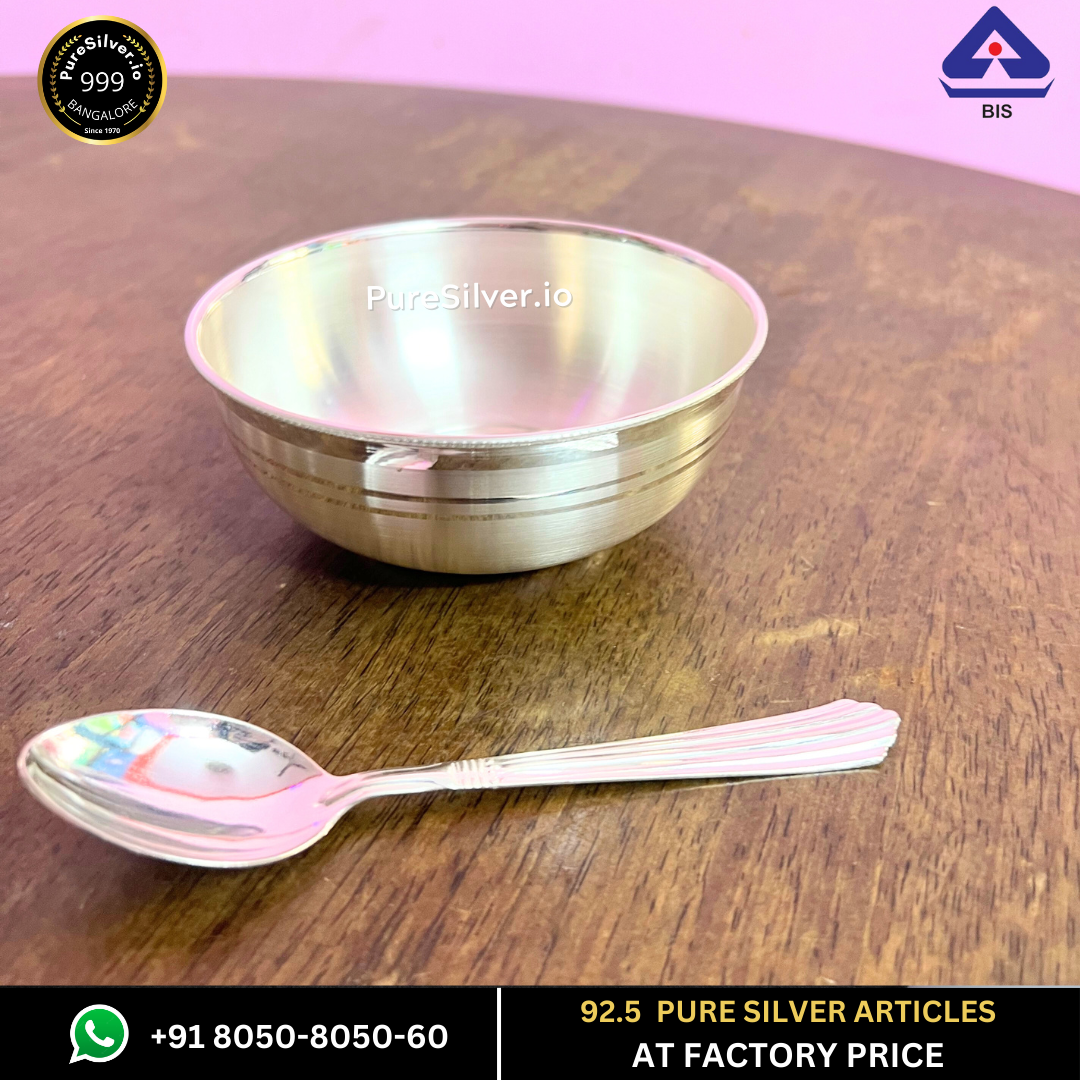 Pure Silver Bowl and Spoon for Baby Sets (40+ Designs)