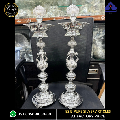 Long Silver Lamps for Pooja Models (10+ Designs)