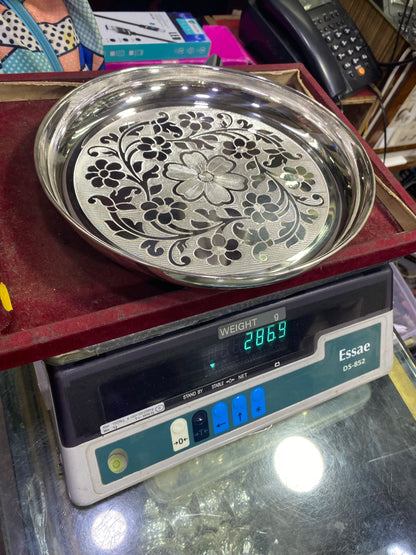 Resell: Designer Pure Silver Plate - Bangalore Silver Thali (6 to 12 inches / 100 gms to 630 gms)