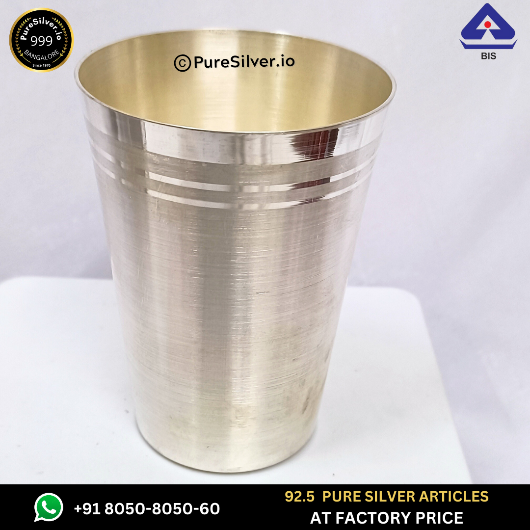 Resell: Pure Silver Glass - Classic Marwadi Silver Glass With Weights (50 - 200 gms)