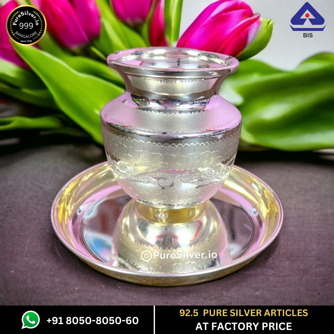 Pure Silver Kalash - Diamond Chambu With Weights (100 - 500 gms) | Custom Orders & Bulk from Silver Factory