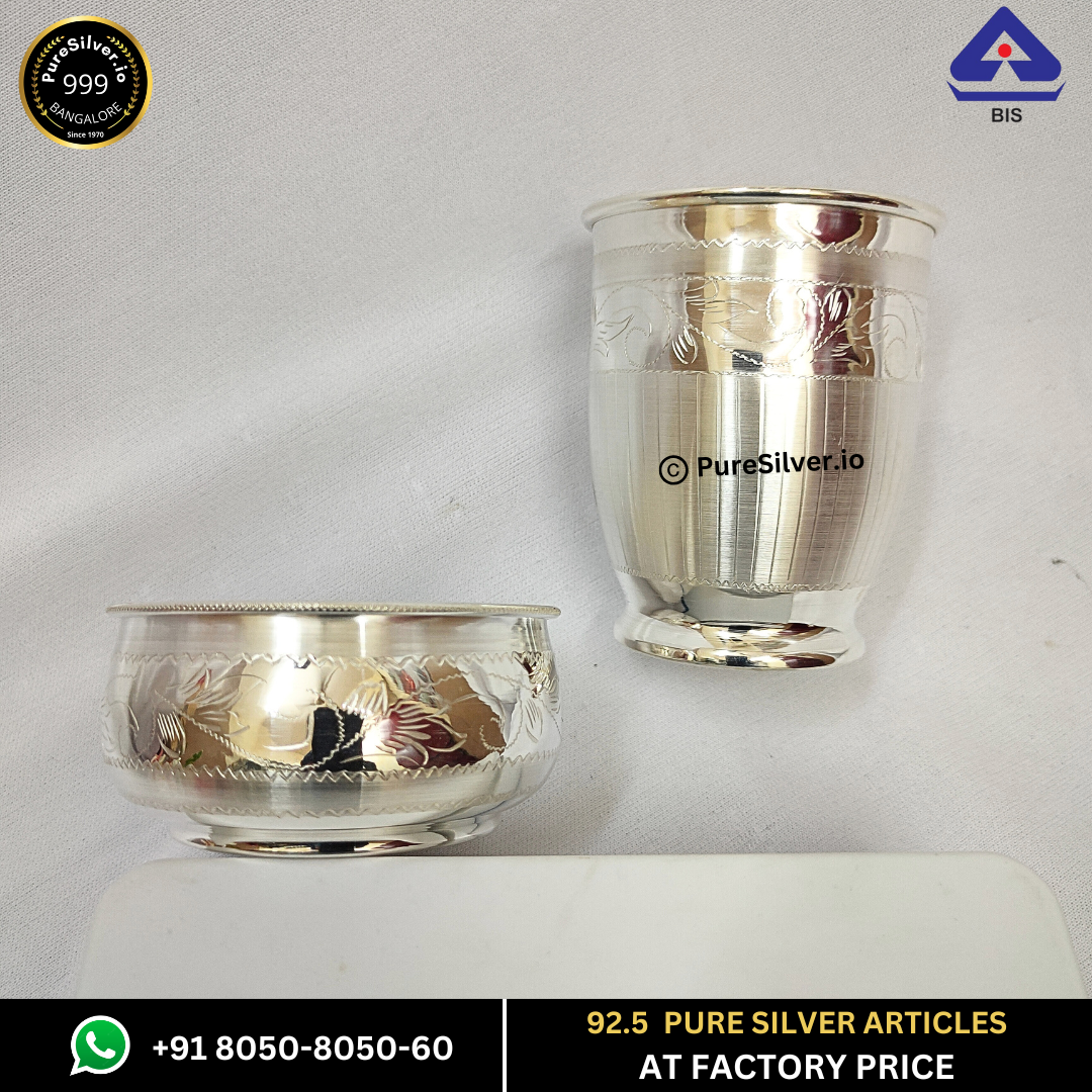 Pure Silver Glass and Bowl Sets & More (100+ Designs)