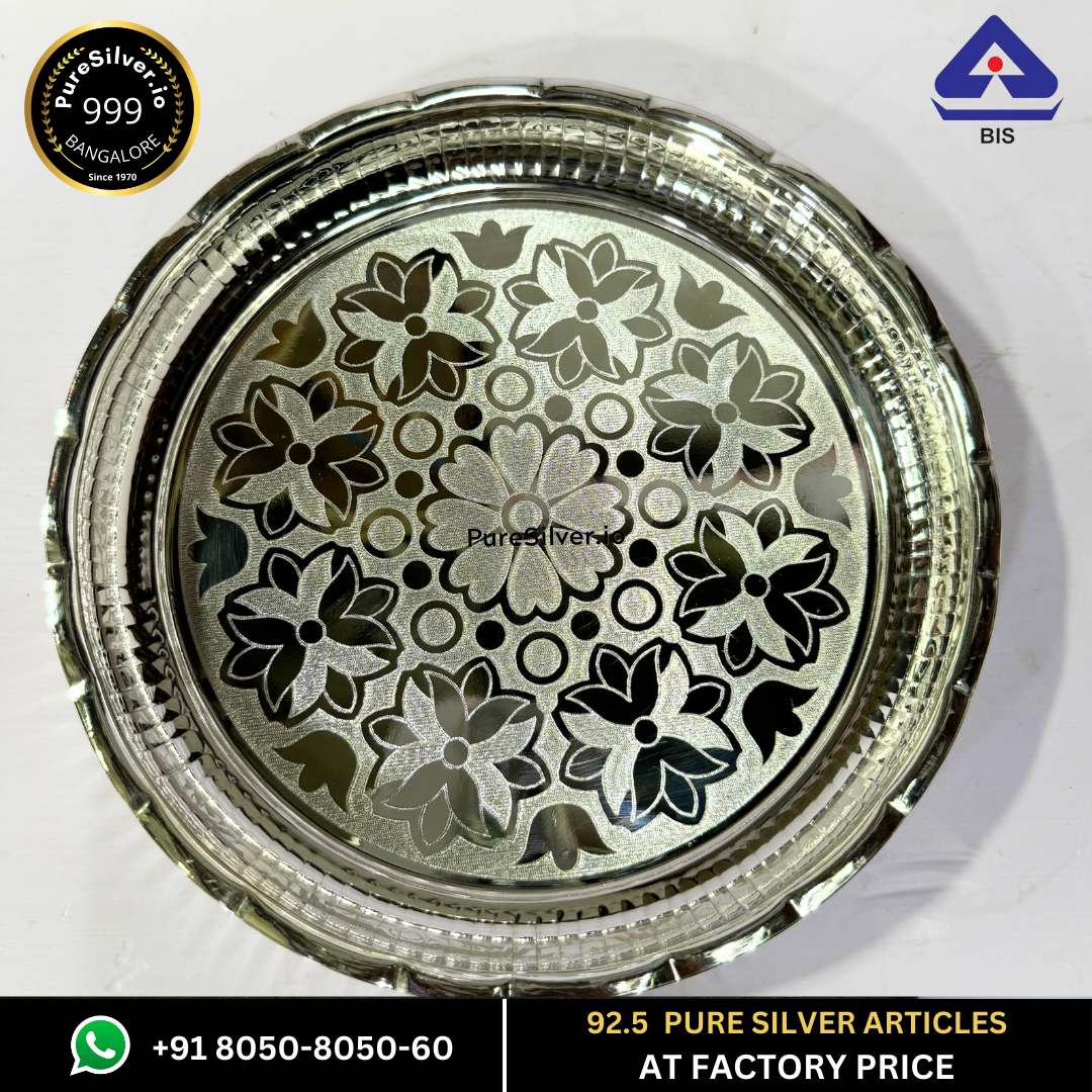 Resell: Pure Silver Plate - Arivana Silver Plate for Pooja (9 to 12 inches / 200 gms to 725 gms)