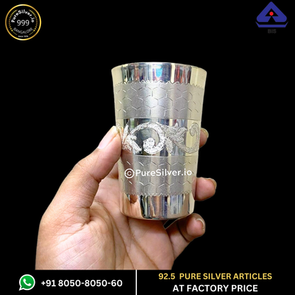 Resell: Pure Silver Glass - Classic Marwadi Silver Glass With Weights (50 - 200 gms)