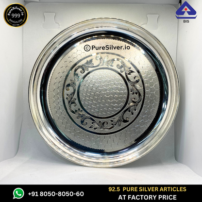 Resell: Pure Silver Plate - Nasta Bayl Silver Thali (6 to 12 inches / 100 gms to 630 gms)