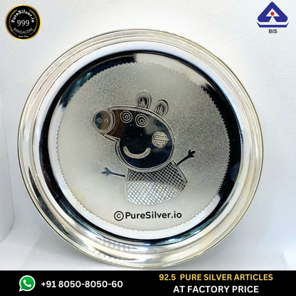 Pure Silver Plate - Nasta Peppa Thali (6 to 12 inches / 100 gms to 630 gms) | Custom Orders & Bulk from Silver Factory