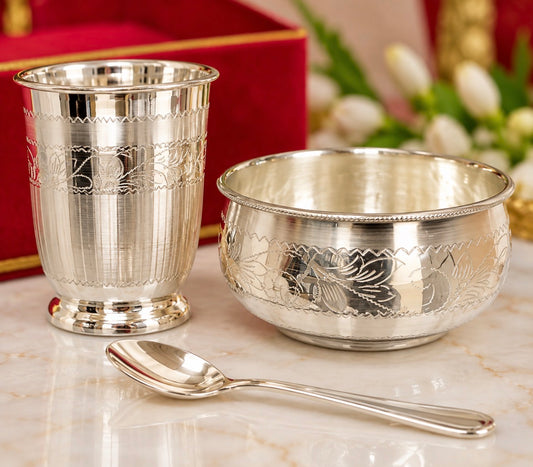 Designer 925 Pure Silver New Born Baby Set with Luxury Gift Box