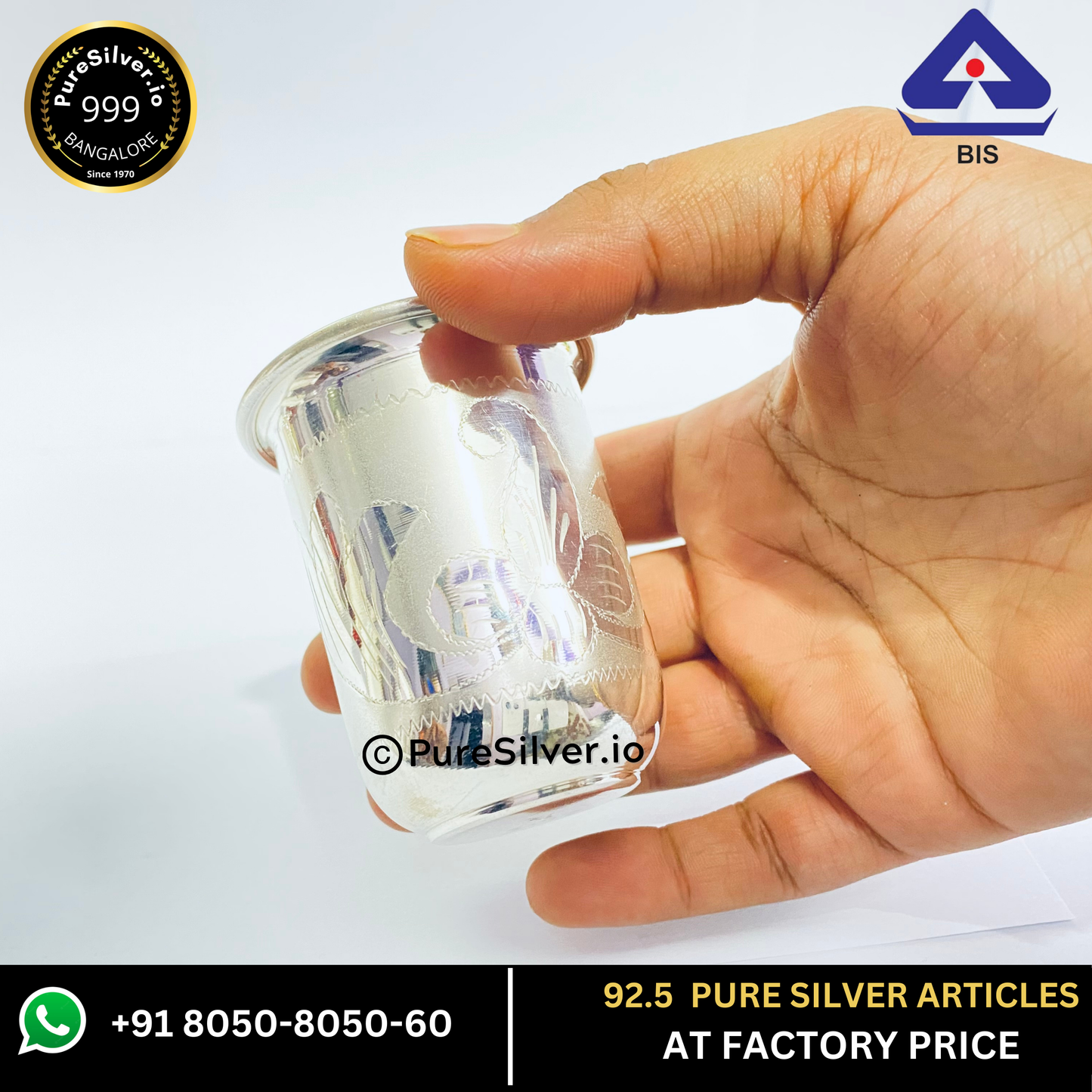 Resell: Pure Silver Glass - Designer Maharaja Silver Glass With Weights (10 - 200 gms)