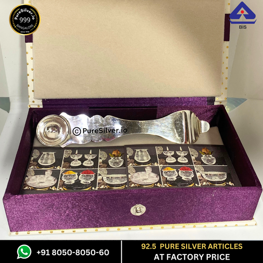 Pure Silver Uddarni for Panchapatra - Silver Spoon for Pooja (6 to 50 grams, 3 to 6 inches) | Custom Orders & Bulk from Silver Factory
