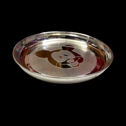 Resell: Pure Silver Plate for Baby and Kids - Cartoon Bangalore Silver Thali (6 to 9.75 inches / 100 gms to 350 gms)