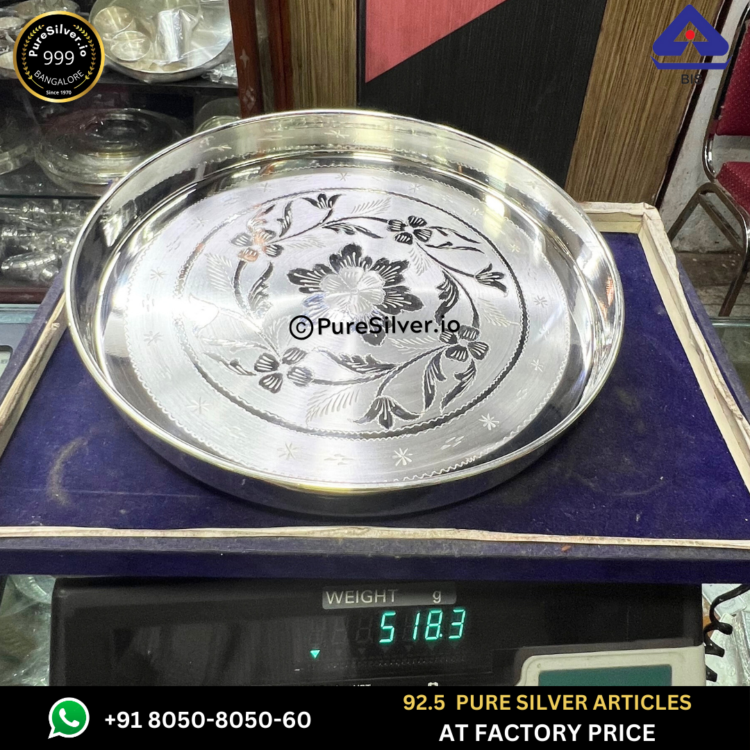 Resell: Pure Silver Plate - Bombay Silver Thali (7.25 to 18 inches / 200 gms to 2300 gms)