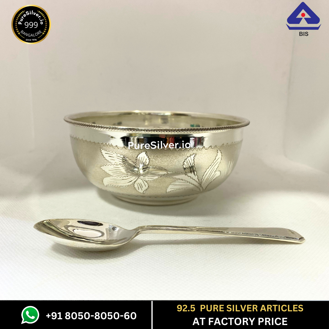 Pure Silver Bowl and Spoon for Baby Sets (40+ Designs)