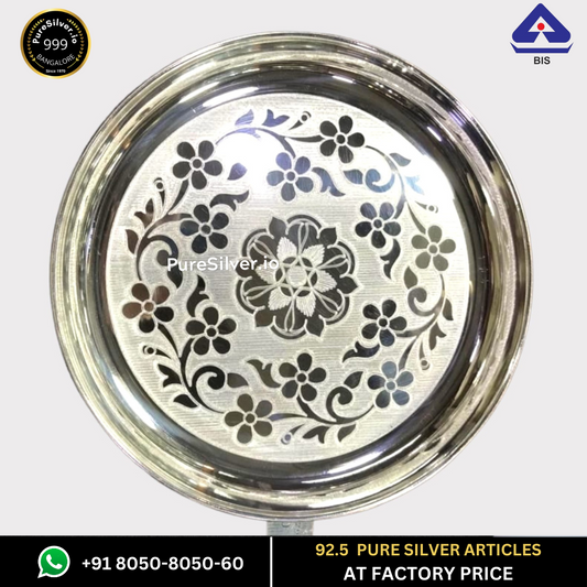 Resell: Pure Silver Plate - Designer Bangalore Silver Thali (6 to 12 inches / 100 gms to 630 gms)