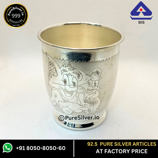 Resell: Pure Silver Glass - Chico Cartoon Silver Glass With Weights (25 - 100 gms, 2.5 - 4 inches)