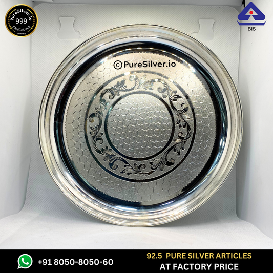 Resell: Pure Silver Plate - Bangalore Silver Thali (6 to 12 inches / 100 gms to 630 gms)