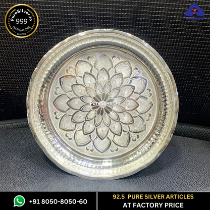 Resell: Pure Silver Plate - Arivana Silver Plate for Pooja (2.75 to 12 inches / 15 gms to 725 gms)