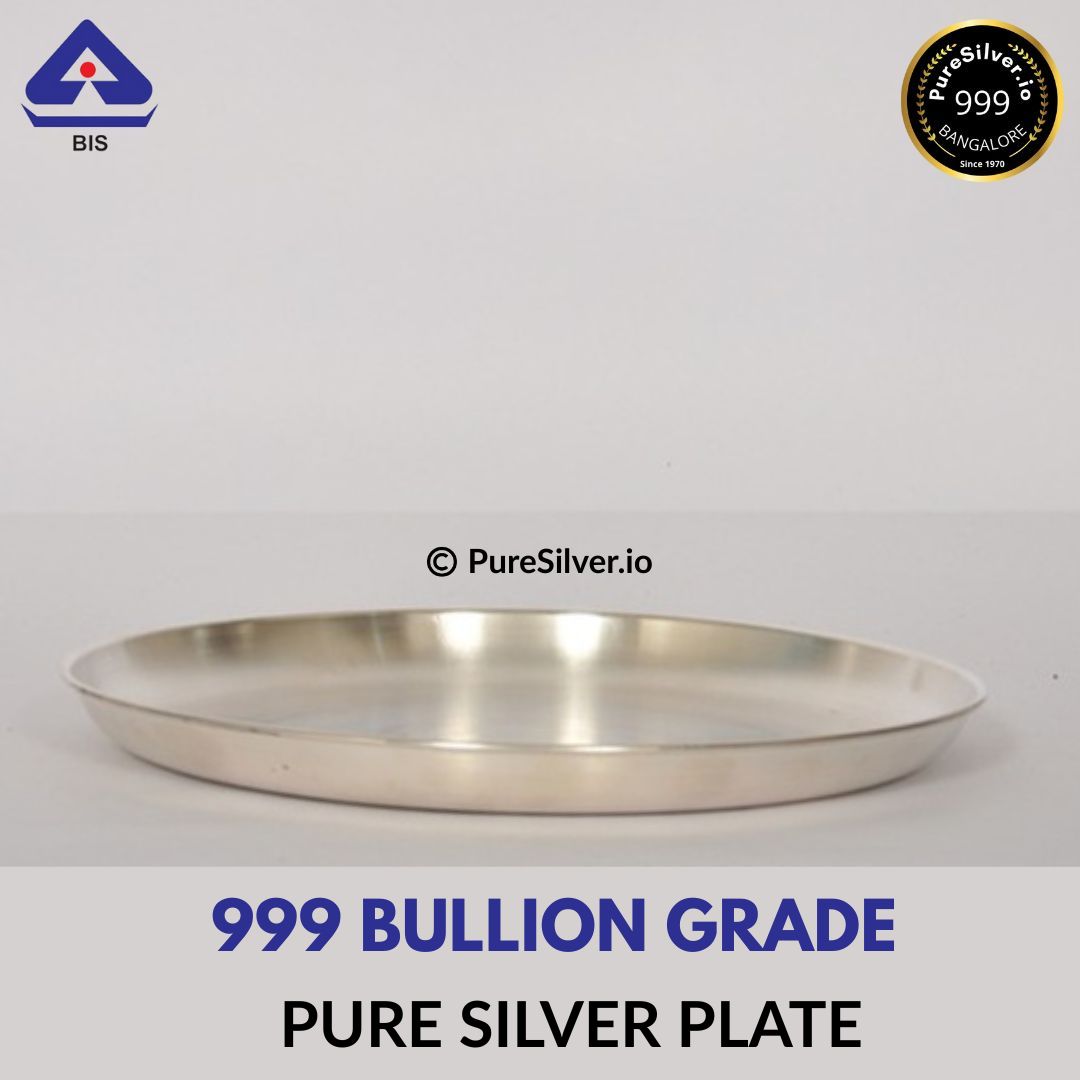 8 inches Pure Silver Dinner Set with 990 BIS Hallmark, NASTA Pattern