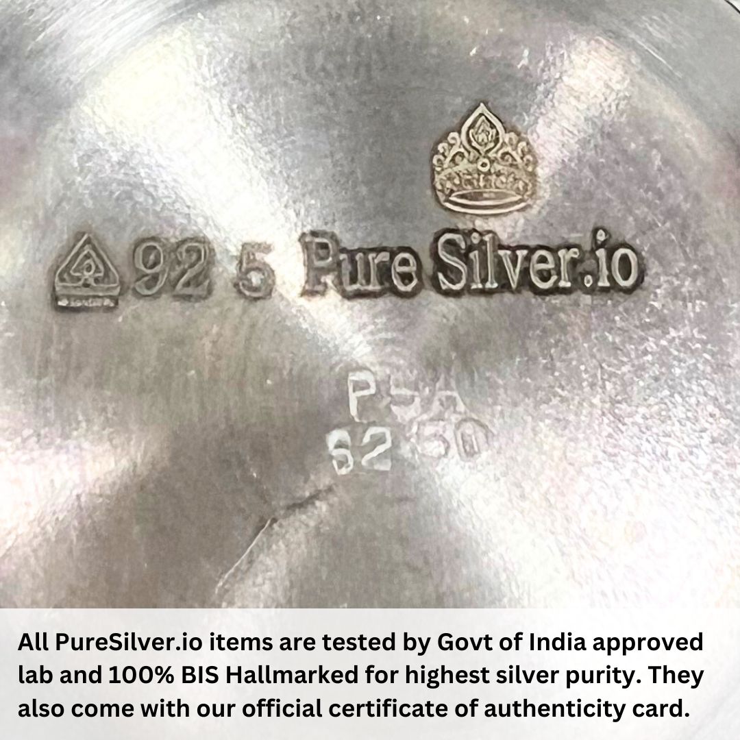925 Pure Silver Glass for Drinking Water - 175 ml, 3.25 inches (~42 grams) Chico Pattern, Fine-Ribbed, Matt | BIS Hallmarked