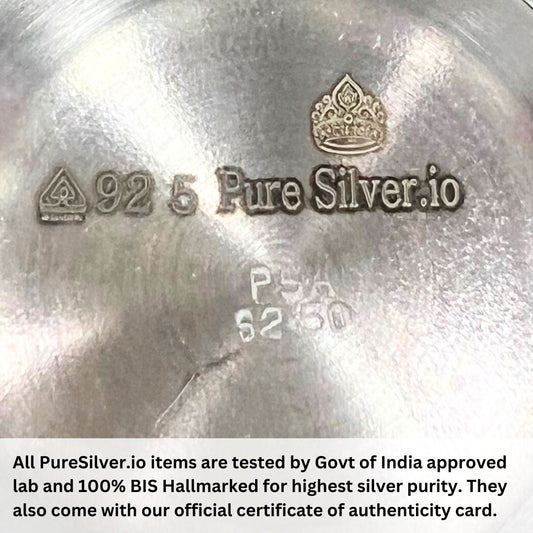 925 BIS Hallmarked pure silver plate, 103 g, Arivana pattern, matt finish  side profile  PureSilver.io