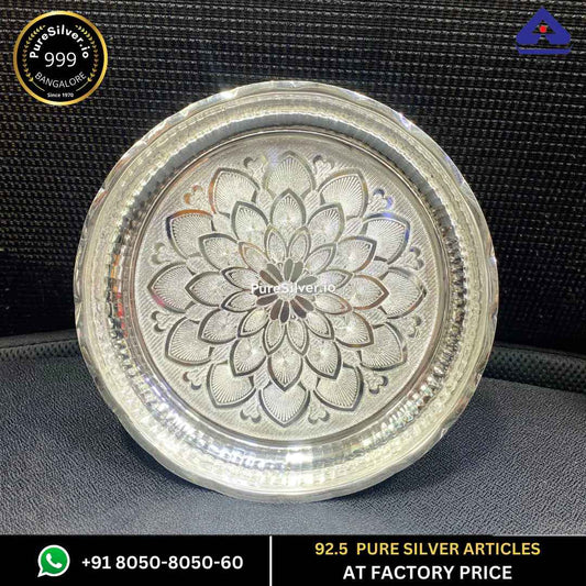 925 pure silver Arivana Thali Plate for Puja - 80 grams
