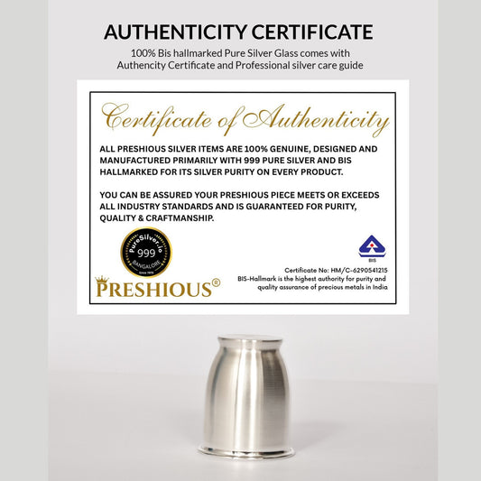 Preshious Pure Silver Glass - 125 ml, 3 inches  - CHICO PATTERN