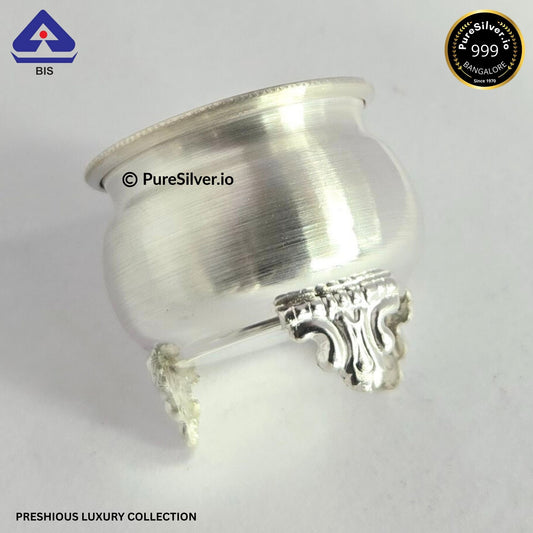 Preshious Sterling Silver Cup - 15 ml, 1.5 inches, SINGLE  - POT FANCY PATTERN - PureSilver.io