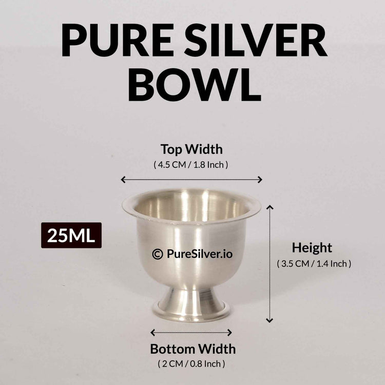 Preshious Mini Pure Silver Bowl - 25 ml, 1.75 inches, SINGLE - PADAM CUPS PATTERN