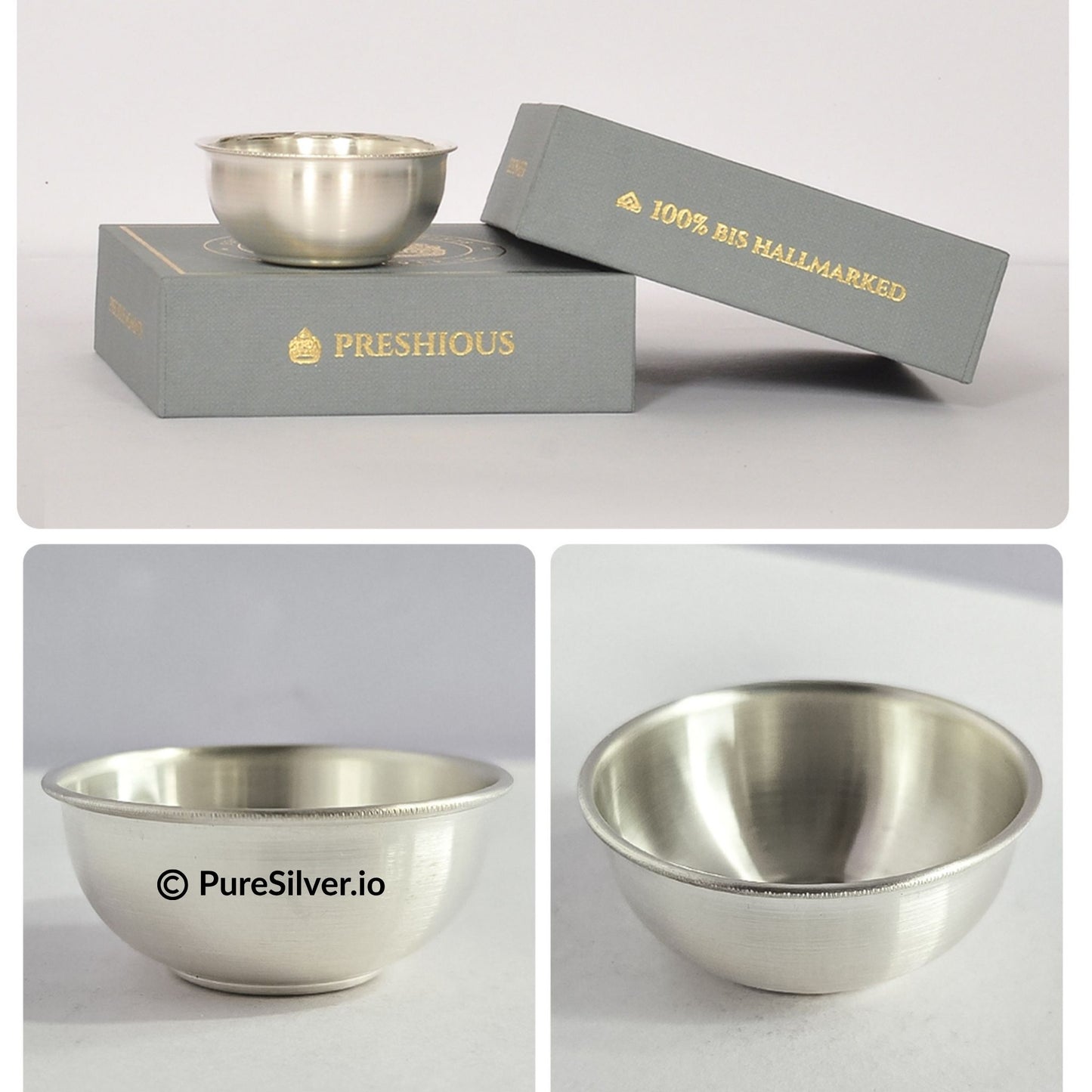 Preshious Mini Pure Silver Bowl - 1.75 inches  - DELHI PATTERN