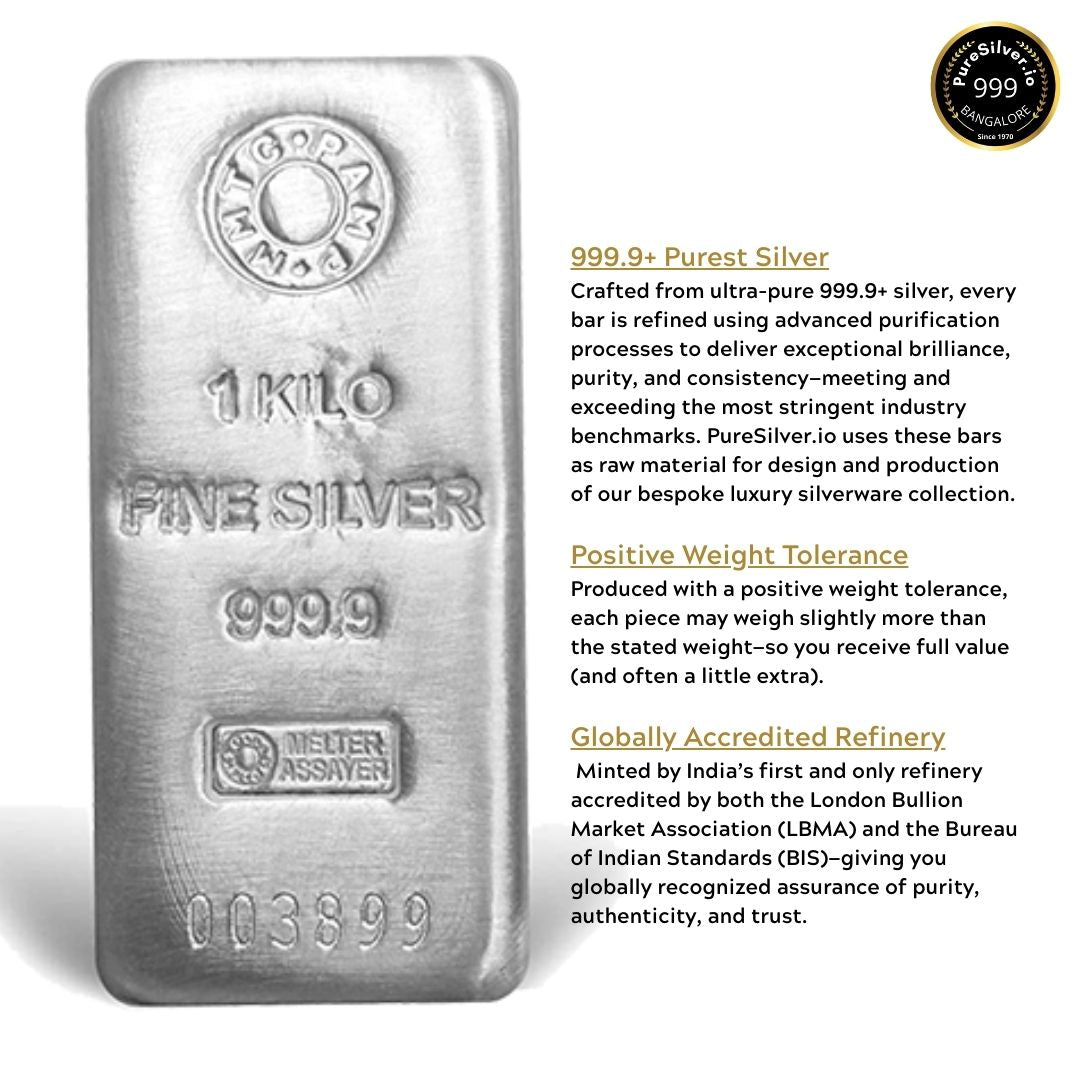 999.9+) Purest 1kg MMTC PAMP Pure Silver Bar – PureSilver.io