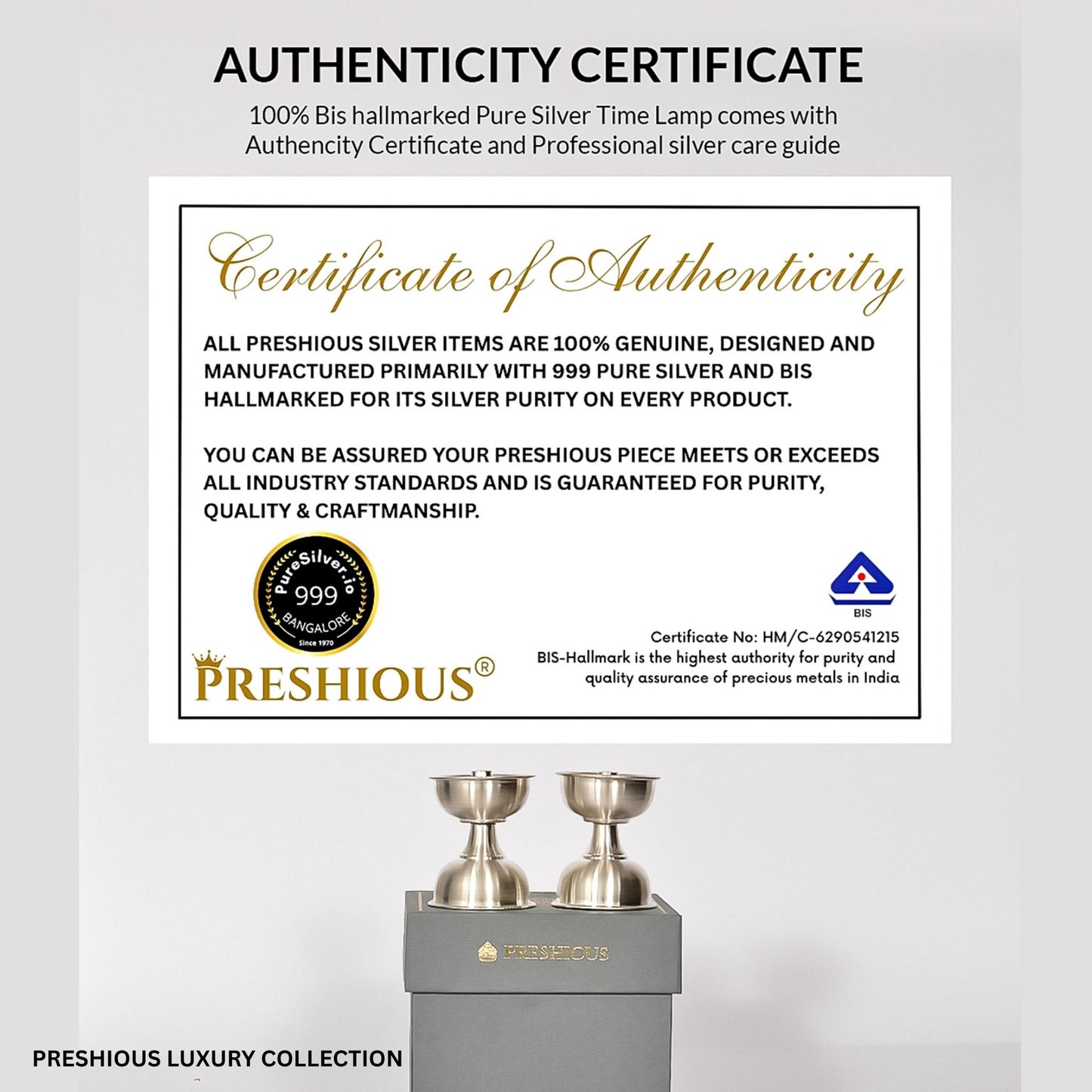 Preshious Pure Silver Akhand Diya - 1.5 inches, SINGLE  - TIMELAMP PATTERN