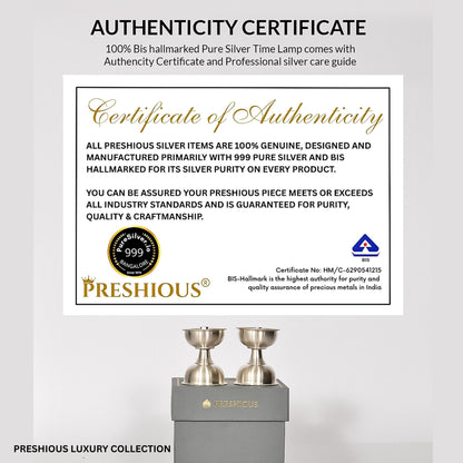 Preshious Pure Silver Akhand Diya - 1.5 inches, SINGLE  - TIMELAMP PATTERN