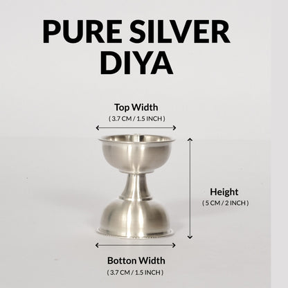 Preshious Pure Silver Diya - 1.5 inches, SINGLE  - TIMELAMP PATTERN