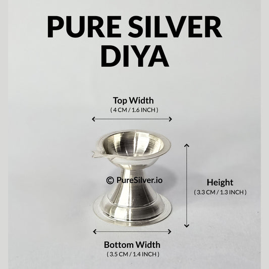 Preshious Sterling Silver Diya - 1.5 inch, SINGLE  - EK MUKH PATTERN - PureSilver.io