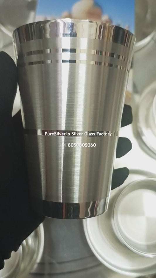 Pure Silver Glass for Drinking Water, Classic, Design 1, Marwadi Pattern, 450 ml | 925 BIS Hallmarked