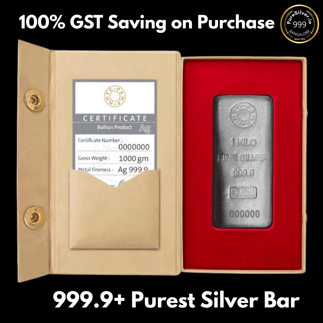(999.9+) Purest 1kg MMTC PAMP Pure Silver Bar