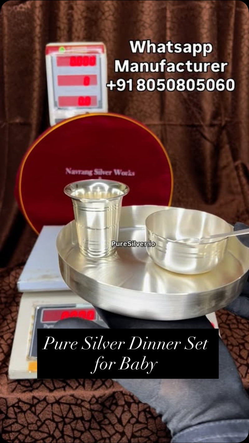 7-inch silver baby dinner set