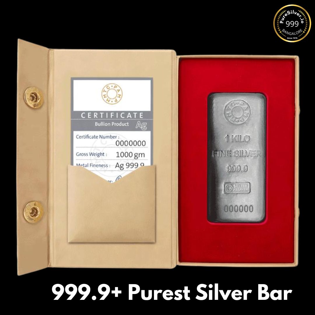 (999.9+) Purest 1kg MMTC PAMP Pure Silver Bar
